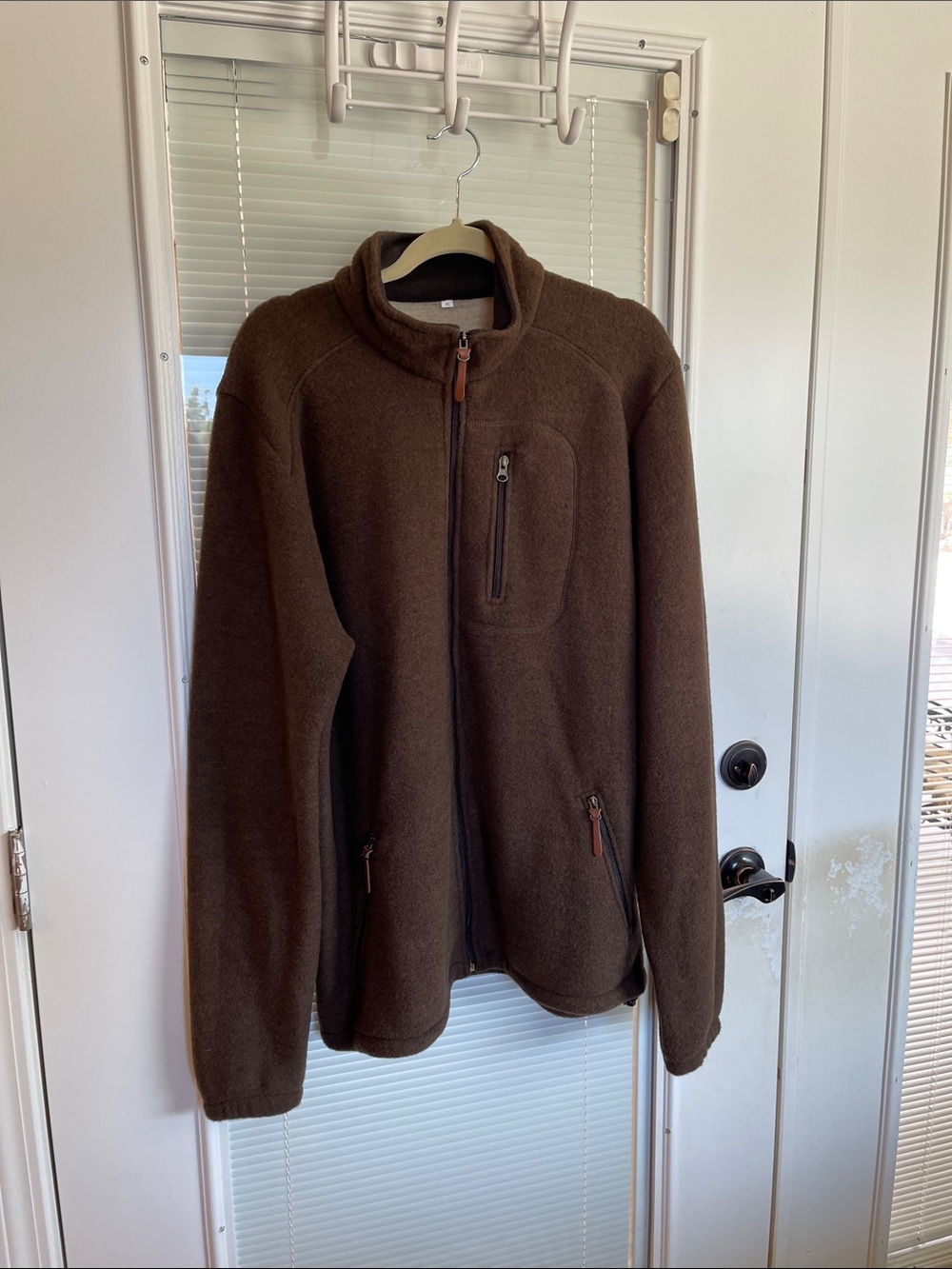 Men's Brown Full-Zip Fleece Sweater